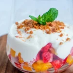 Creamy dessert served in a glass