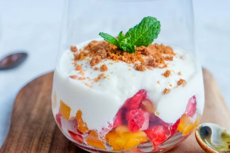 Creamy dessert served in a glass